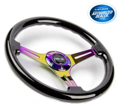 Volante NRG negro clásico madera grano 3 radios centro neocromático ST-015MC-BK Foto 1 de 3
