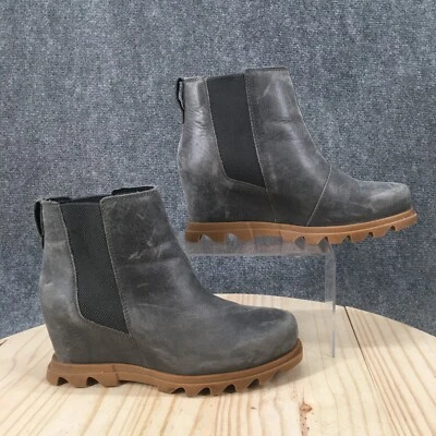 Sorel Boots Womens 8.5 Joan Of Arctic Wedge III Chelsea Gray Pull On NL4355-052 - Image 1 of 4