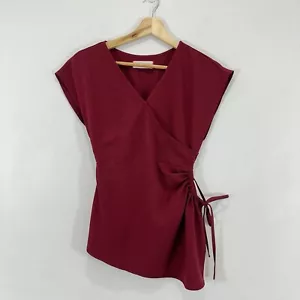 Tu by CaTu Top Women S Side Gathered Drawcord Crossover V Neck Elastic Waist - Picture 1 of 9