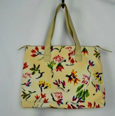 Chi by Falchi Tote White & Floral Large Tote Designer Signature Carlos Falchi - Imagem 1 de 4