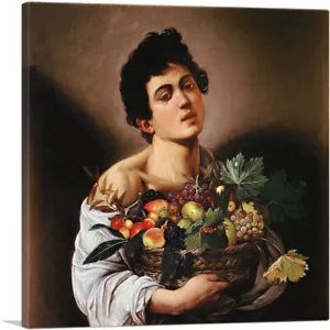 ARTCANVAS Ragazzo con cesto di frutta 1593 Stampa artistica su tela di Caravaggio - Foto 1 di 11