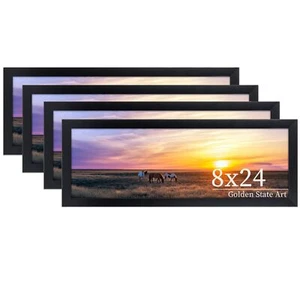 8x24 Picture Frame Black Solid Wood with Tempered Glass 8 x 24 Frame for Hor... - Picture 1 of 9