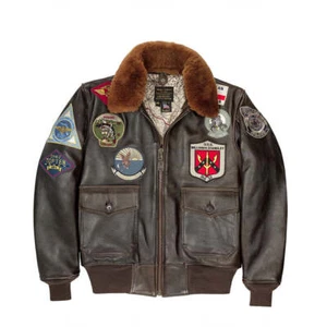 COCKPIT USA TOP GUN NAVY G-1 LEATHER JACKET BROWN MADE IN USA G1 # Z201036M - Picture 1 of 8