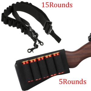 Tactical 2 Point Shotgun Sling 15/5 Rounds Shell Ammo Holder Bandolier 12/20Ga - Picture 1 of 15