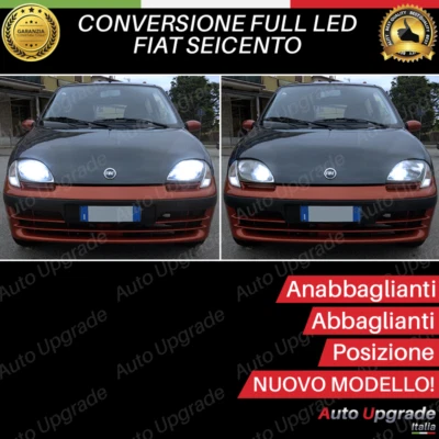 KIT FARI A LED PER FIAT 600 SEICENTO ANABBAGLIANTI ABBAGLIANTI H4 POSIZIONE T10 - Immagine 1 di 4