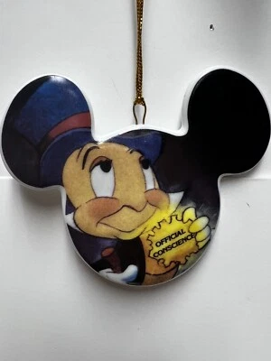 Raro Jiminy Cricket Pinocho Adorno de Navidad Porcelana Orejas de Mickey Mouse  Foto 1 de 4