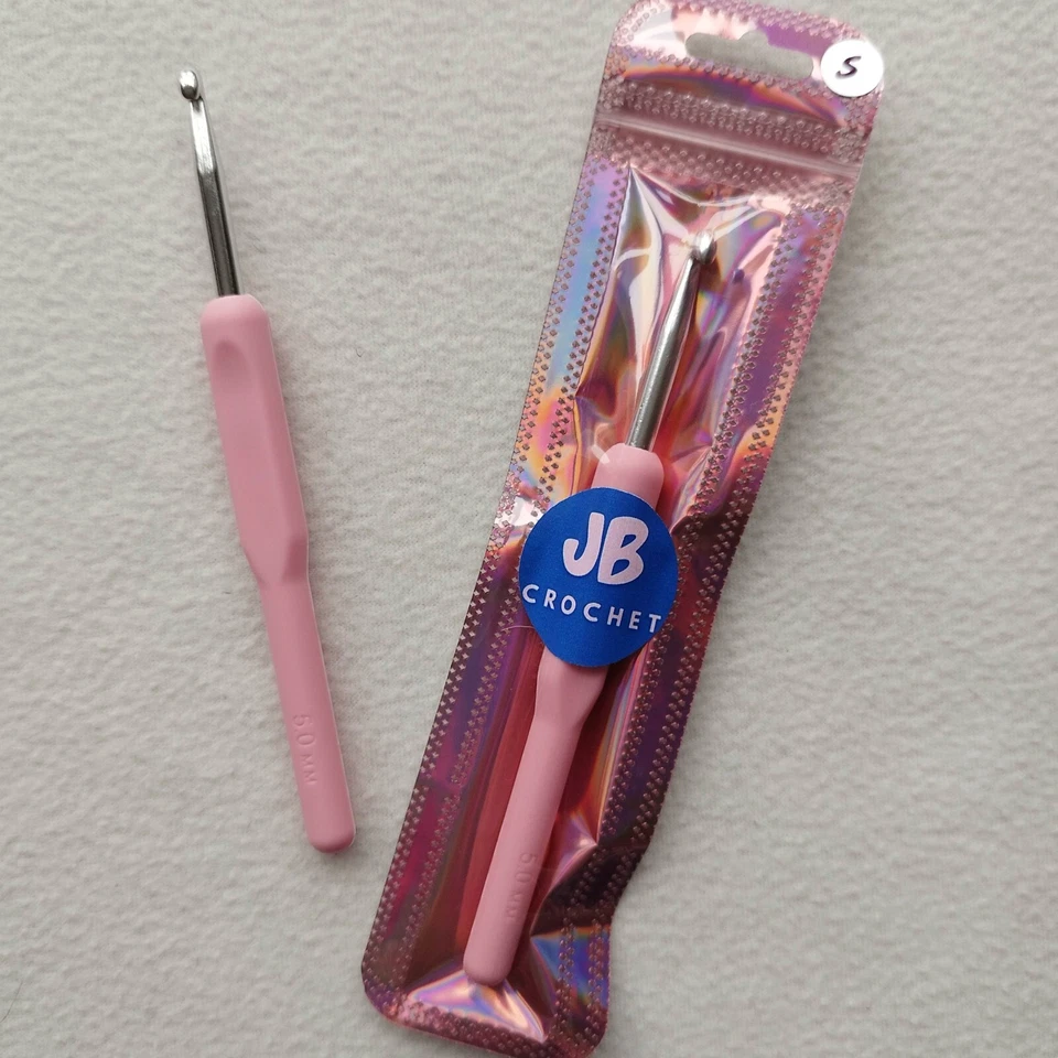 JB CROCHET Ergonomic Crochet Hook/Needle, Pink, Soft Touch, Easy Grip, Aluminium Yarn/Wool