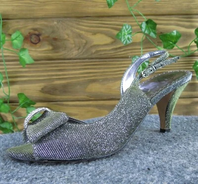 J. Renee Women's Dayna Slingback Pewter Textile Pump 7 Medium  Used 2025 - Image 1 of 4