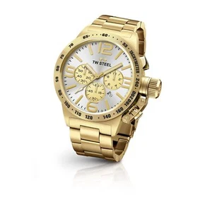 TW STEEL MEN'S CANTEEN QUARTZ CHRONOGRAPH WATCH WITH SILVER DIAL AND GOLD CASE - Picture 1 of 1