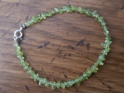 Genuine NATURAL * PERIDOT *  STONE BRACELET, 7 INCHES Long, Handmade in USA - Image 1 of 4