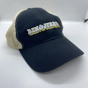 Ben & Jerry’s Ball Cap SnapBack Embroidered Black Trucker Spell Out Mesh - Picture 1 of 9