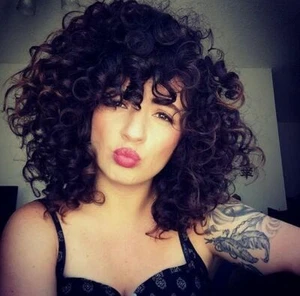 Curly Wave Wig With Bangs Fluffy Loose Curly Hair Replacement Wigs Bouncy Soft - Picture 1 of 13