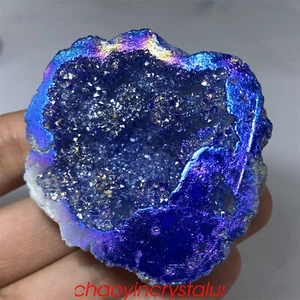 1pc Titanium rainbow agate geode cluster quartz crystal mineral gem reiki 30g+ - Picture 1 of 12