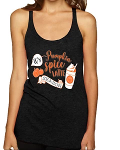 Top sin mangas It's Pumpkin Spice Latte temporada naranja triblend Racerback - Imagen 1 de 3