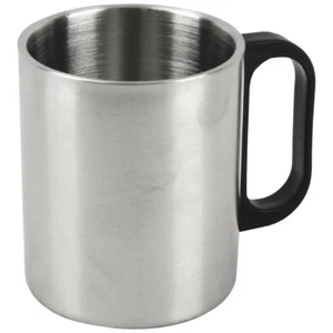 HIGHLANDER LARGE 300ml INSULATED CAMPING MUG STAINLESS STEEL TRAVEL CUP SILVER - Picture 1 of 1