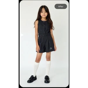 Nike Girls Romper Size XL Black Button Front Sleeveless Pockets Elastic Waist  - Picture 1 of 13