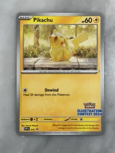 2025 POKEMON SVP EN-SV BLACK STAR PROMO 214 PIKACHU ILLUSTRATION CONTEST 2024 - Picture 1 of 3