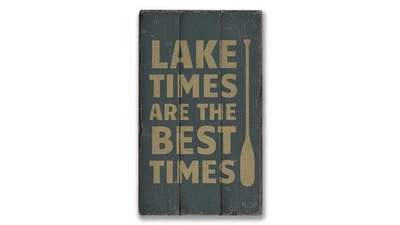 Lake Time Vintage Distressed Sign, Personalized Wood Sign - Image 1 of 2