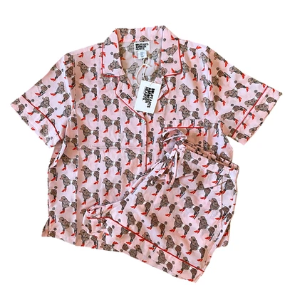  Conjunto de shorts pijama poodle rosa tamanho pequeno por Bouffants & Broken Hearts novo - Imagem 1 de 4