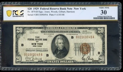 United States 1929 $20 Federal Reserve Bank Note New York PCGS Very Fine 30 - Image 1 of 2