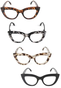 Thick Rimmed Bold Cat Eye Retro Reading Glasses Womans with Spring Hinges DX98 - Picture 1 of 28