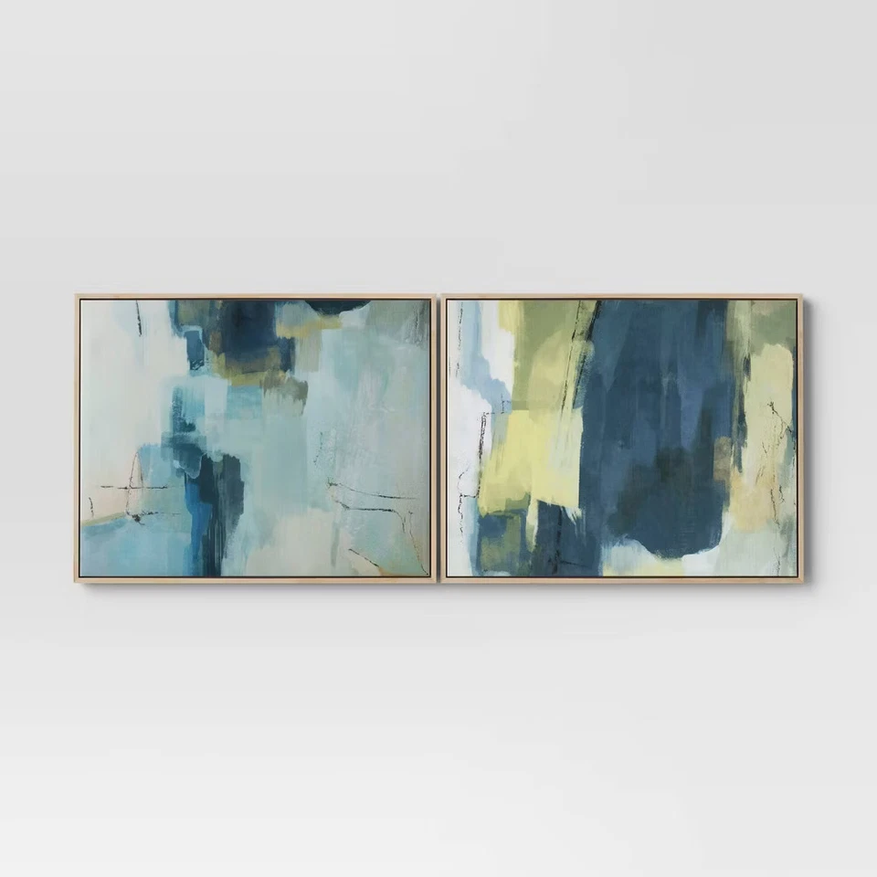 2pk 16" " Abstract Pair Framed Wall Canvases - Threshold (MC-6709401)