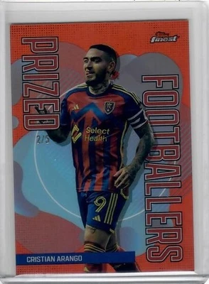 2024 Topps Finest MLS Prized Footballers Cristian Arango Red Refractor 2/5 SP - Image 1 of 2