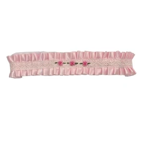 Carters Baby Mädchen rosa Blumen bestickt Rüschen Stirnband Haarschmuck Neu mit Etikett 0-12 - Bild 1 von 3