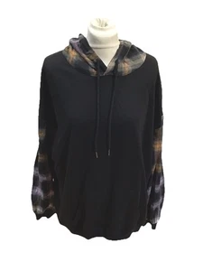 SHEIN Sudadera con Capucha Base Negra, Bolsillos Canguro, Mangas en Contraste Reino Unido XL - Imagen 1 de 5