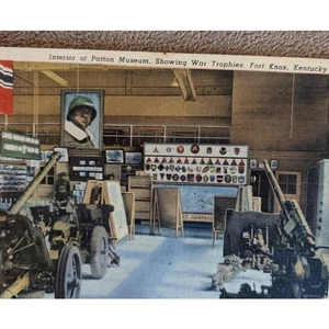 Vintage C1950 Patton Museum Postkarte zeigt Kriegstrophäen Fort Knox Kentucky WW2 - Bild 1 von 13