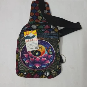 Borsa a tracolla Nepal Boho Chic nuova con etichette sole e fiori hippie borsa a tracolla Rising Int'l - Foto 1 di 7