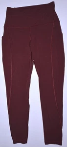 Lululemon Yoga Pant Leggings SZ 6 Garnet Contrast HiRise Pockets FreeS&H - Picture 1 of 3