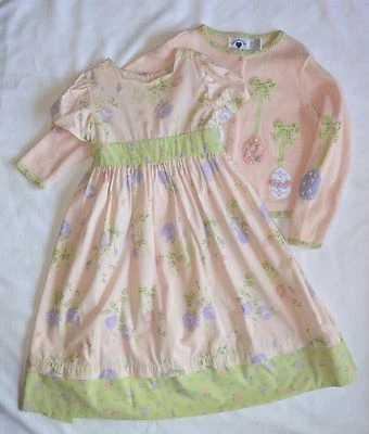 EASTER Dress & Cardigan SET Floral Embroidered PINK Spring Wedding Flower Girl 6 - Image 1 of 4