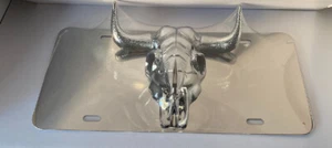 3D Chrome Buffalo Front Mirror Like Stainless Steel License Plate.New Cond. - Picture 1 of 3