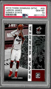 2019 PANINI DONRUSS OPTIC BASKETBALL CARD #20 LEBRON JAMES PSA 10 WINNER STAYS - Picture 1 of 5