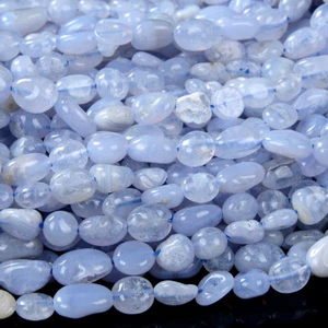 Cuentas pepitas de guijarros de piedra preciosa ágata de encaje azul calcedonia de 6-8 mm (D184) - Imagen 1 de 9
