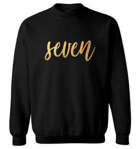 Gold Foil Birthday - Six Party Present Fun Years Old Youth Crewneck Sweater - Picture 1 of 8