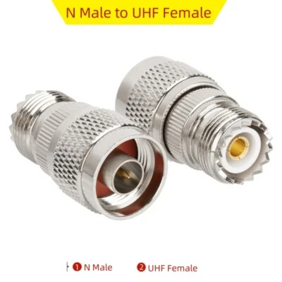 2Pcs N Male to UHF Female RF Coaxial Converter Coax Adapter N-UHF Male/Female - Image 1 of 4