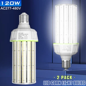 2PACK 120W Commercial LED Corn COB Bulb Light 5000K E39 Mogul Base AC277-480V - Picture 1 of 17