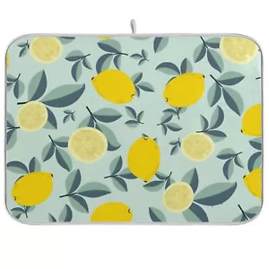 Absorbent Dish Drying Mat for Kitchen Counter - Yellow Lemon and leaves Micro... - Picture 1 of 7