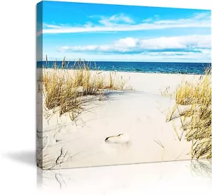 Beach Pictures Wall Art for Bathrooms Canvas Framed Seacoast Theme Wall Decor... - Picture 1 of 1