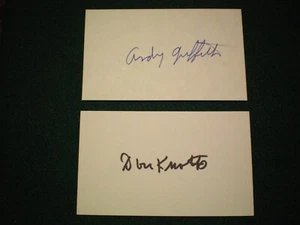 ANDY GRIIFFITH & DON KNOTTS signed 3x5 Karteikarte Vintage - Bild 1 von 1