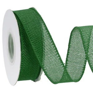 1 Inch x 10 Yard Burlap Wired Ribbon, Jute Ribbons with Iron Wire Dark Green - Picture 1 of 6