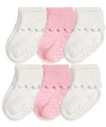  Baby Girls' Non-Skid Scalloped Turn Cuff 6 Pack 12-24 Months White