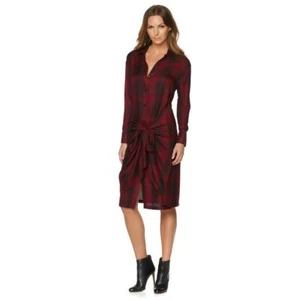 G BY GIULIANA Size S Plaid Dress with Tie Side Panels BERRY PLAID - Picture 1 of 2