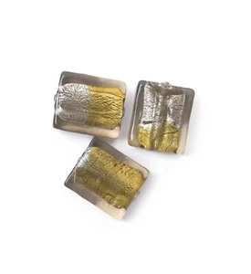 Glass 2-Tone Square Beads: 14mm: Gold/Brown - Pack of 3 - CF01\80702 - Picture 1 of 1