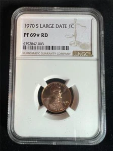 1970 S LINCOLN CENT LARGE DATE PROOF 1C PF69* PR69* STAR RD NGC SKU 3593 - Picture 1 of 2