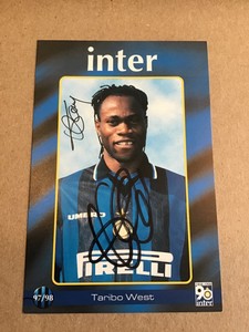 Taribo West,  Internazionale Milan 1997/98 hand signed 4x6