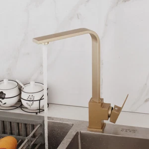 Swivel Spout Single Hole/Handle Deck Mount Kitchen Vanity Sink Mixer Faucet Taps - Picture 1 of 10