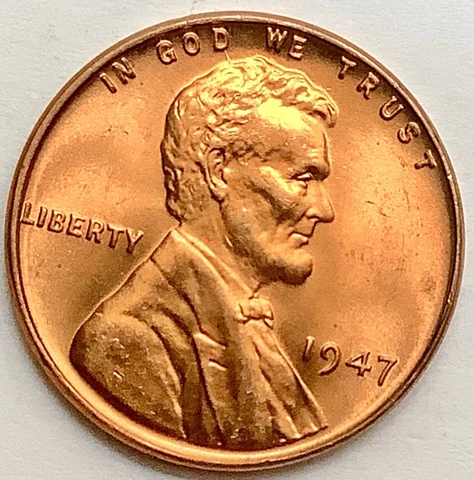 1947-p  Uncirculated BU Red RD - Lincoln Wheat Cent ~ A843 Cover